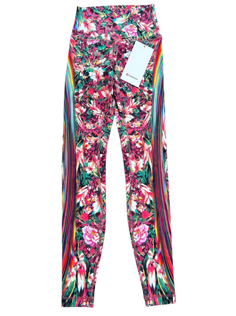NWT Lululemon Wunder Under High Rise Leggings Floral / Stripe Size 4 Retail $128